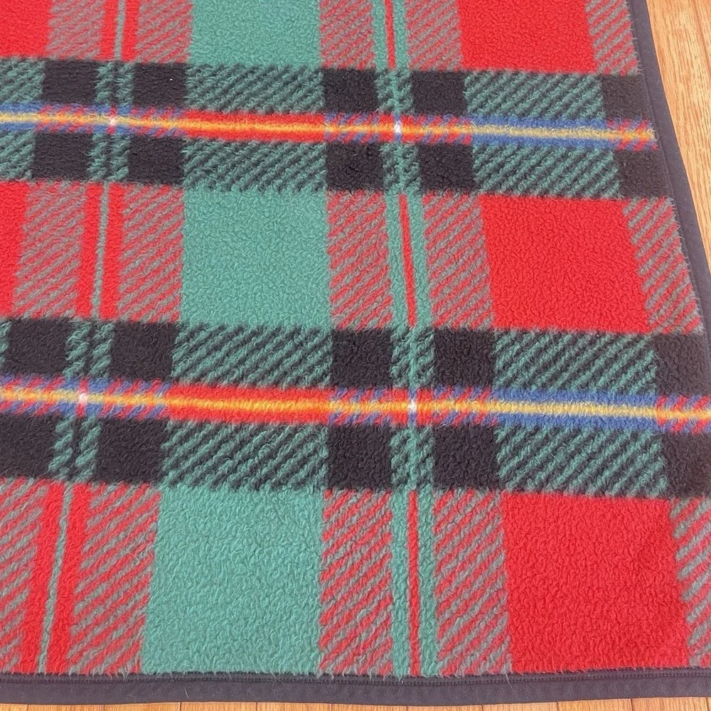 Biederlack‎ Plaid Checkered Throw Blanket Red Green Black 56